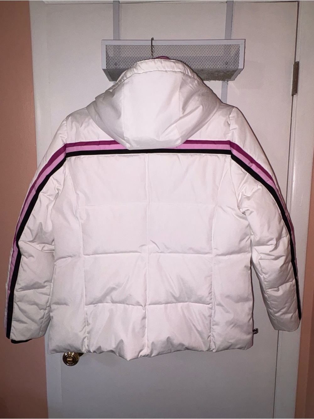 ZeroXposur White Puffer Jacket with Pink Stripe Accents - Picture 11 of 12